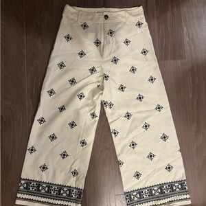 Zara Cream Pants with Black Accents